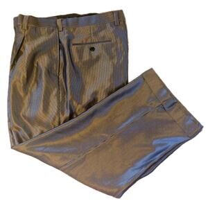 Stacy Adams Men's Shimmering Pinstripe Dress Trouser Pants Cuffed Hem Blokecore